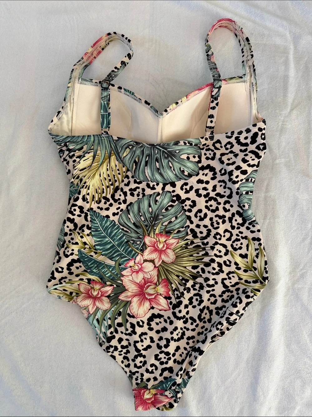 Nip Tuck Women’s Floral & Leopard Print One-Piece Swimsuit - Pink & Green